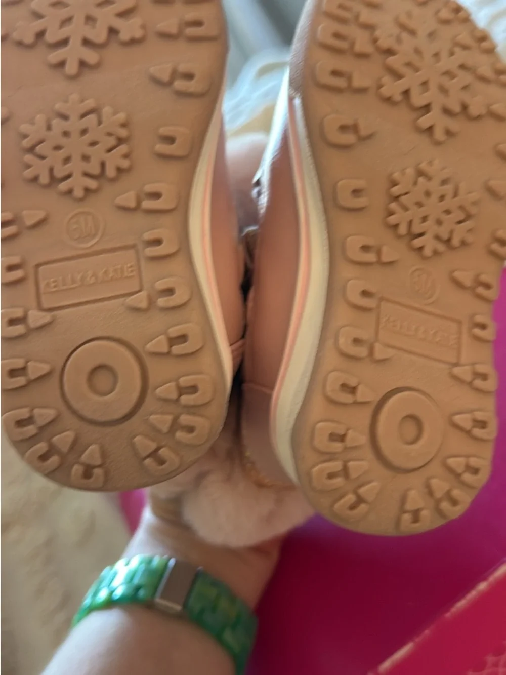 Toddler Pink Glitter Pom Pom Winter Boots